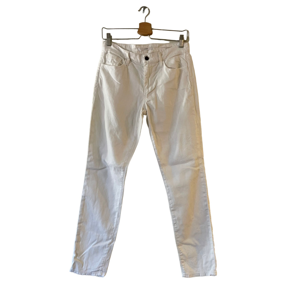 Joe's Size 27W Women's Slim Fit White‎ Jeans 5-Pocket Stretch Linen Cotton Blend